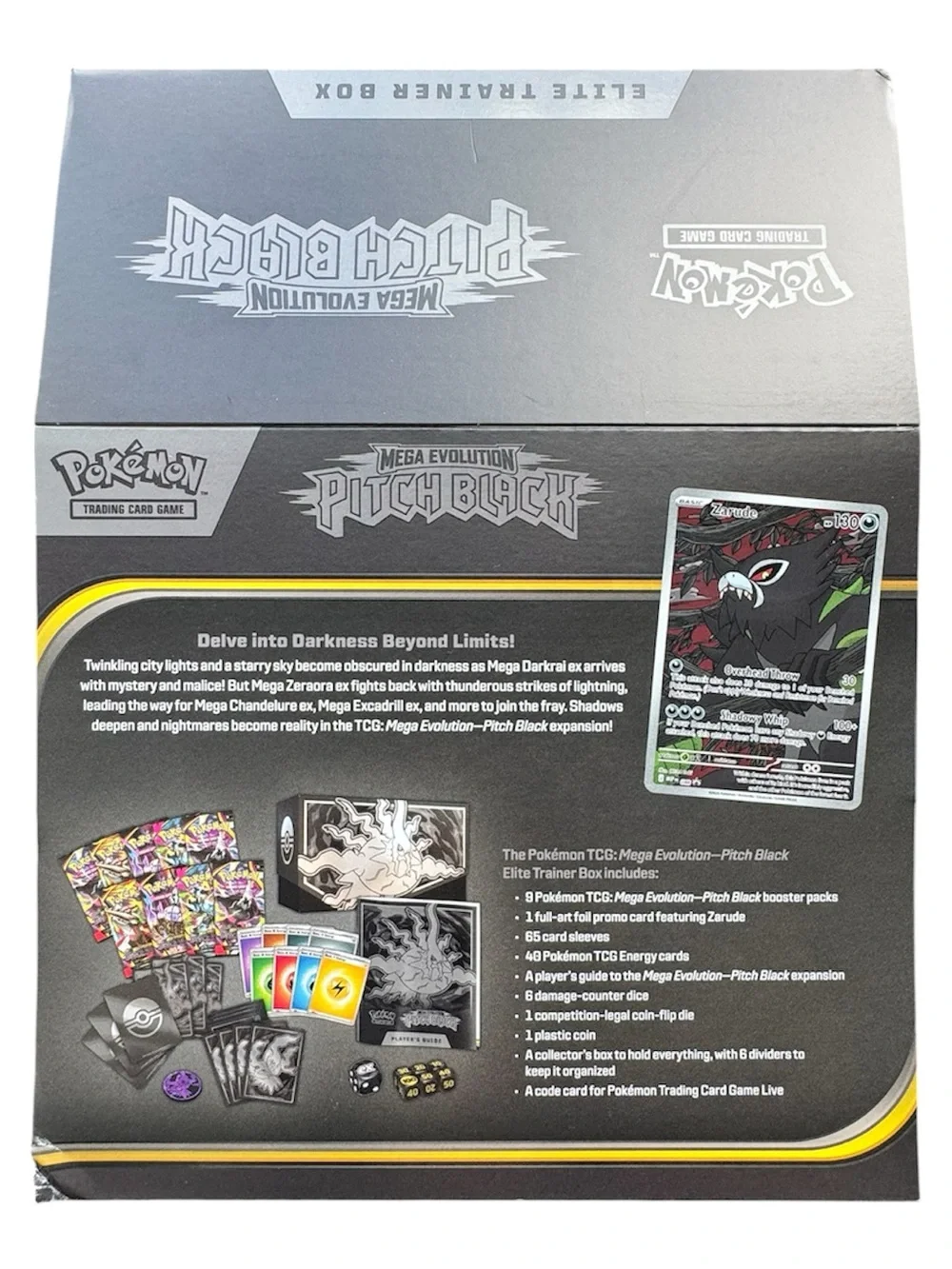 Pokemon Mega Evolution Pitch Black Elite Trainer Box(EMPTY BOX)- Silver & Black